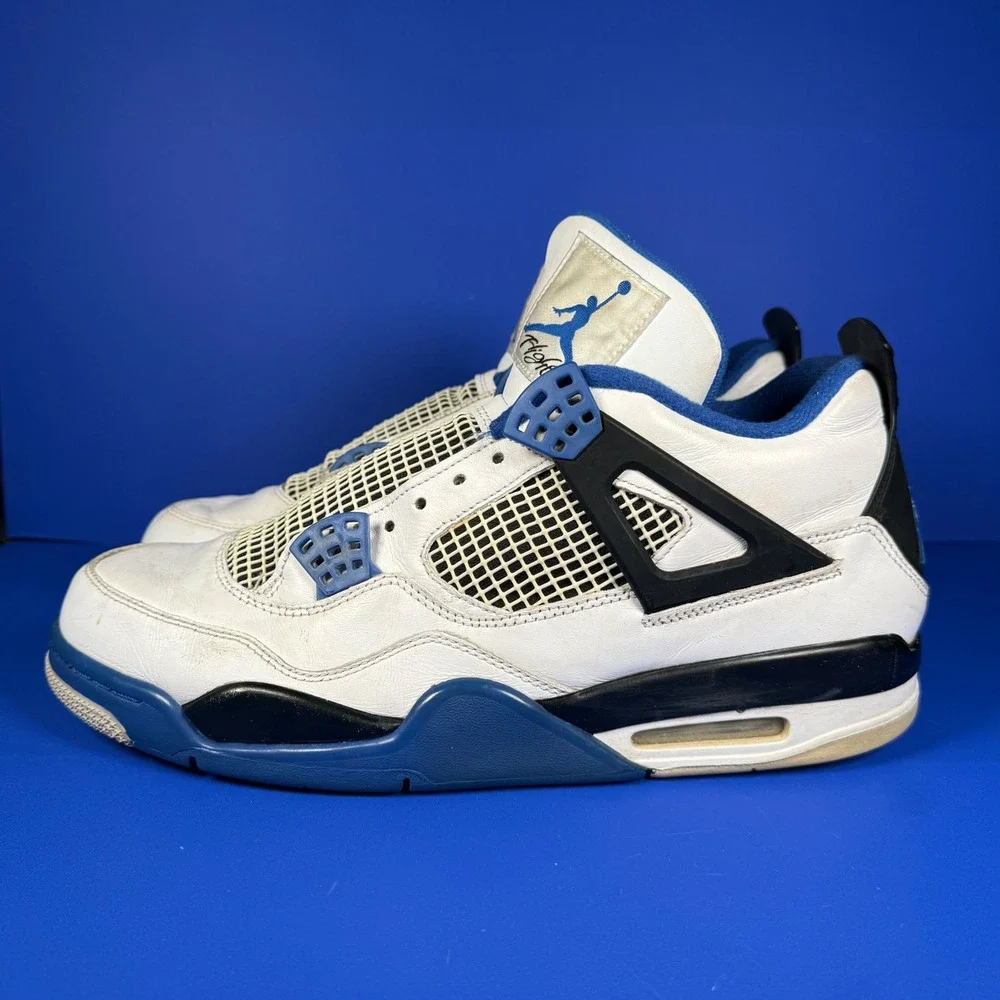 Jordan‎ 4 Retro White Varsity Blue 308497-117 Men's 12 Athletic Sneakers READ